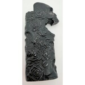 Gothic Skull and Rose Lighter Cover Matte Black 3D Floral Sleeve Accessory